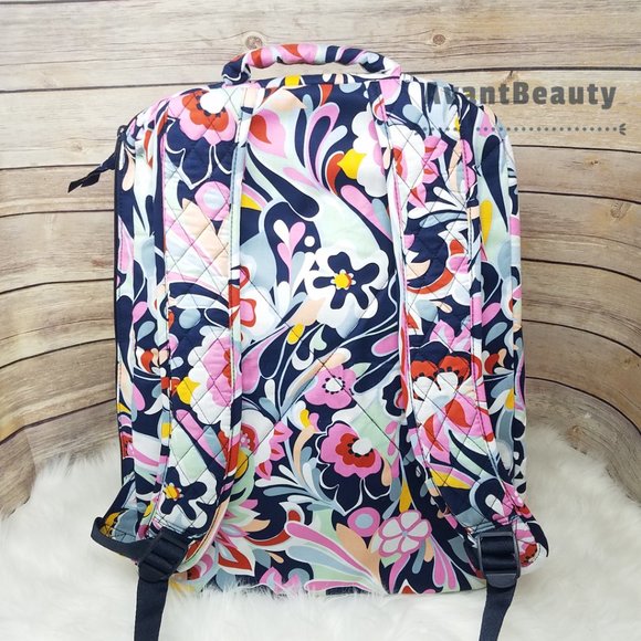Vera Bradley large Essential Backpack Mod Paisley Pink Black White Cotton New main image 5